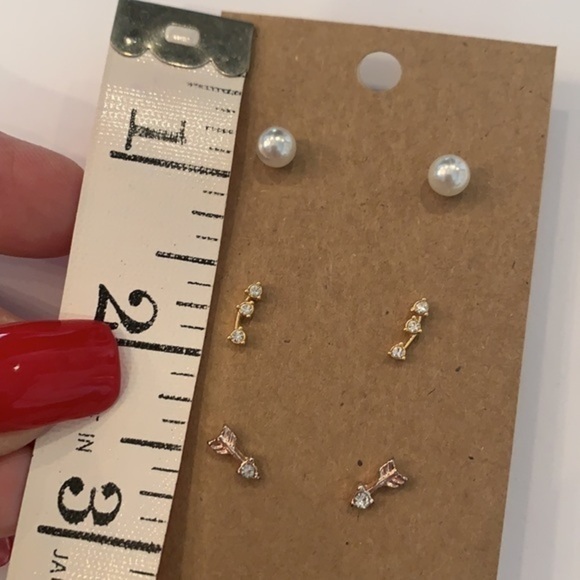 💐5/25 3 pair crystal rhinestone arrow ball stud - Picture 7 of 8